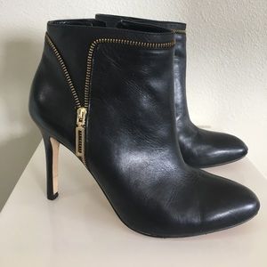 EUC! Black Leather Stiletto Heel Booties